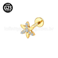 Piercing Labret Titânio Flor Zircônia