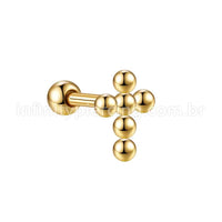 Piercing MiniBarbell Cruz Aço Cirúrgico