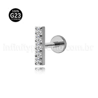 Piercing Labret Titânio Rosca Interna Barra Zircônia Grande