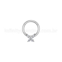 Piercing Argola Aço Cirúrgico Segmento Articulado Borboleta Zircônia Cravejada