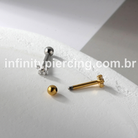Piercing Barbell Aço Cirúrgico Flor Zircônia