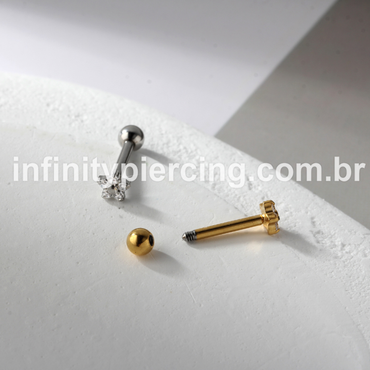 Piercing Barbell Aço Cirúrgico Flor Zircônia