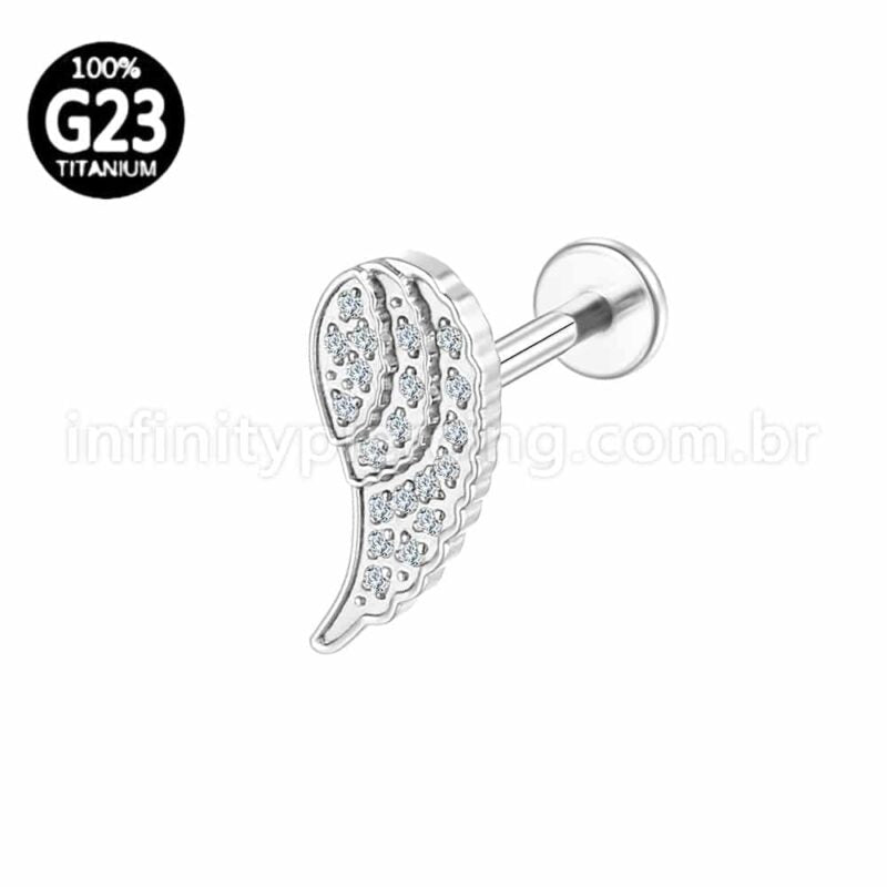 Piercing Labret Titânio Asa Zircônia Cravejada