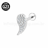 Piercing Labret Titânio Asa Zircônia Cravejada