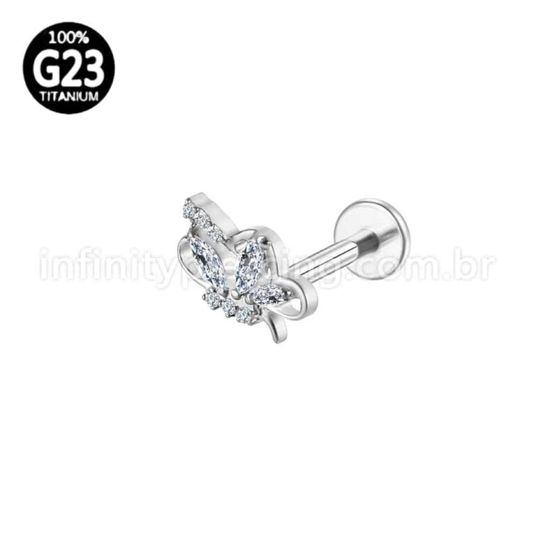 Piercing Labret Titânio Zircônia Cravejada