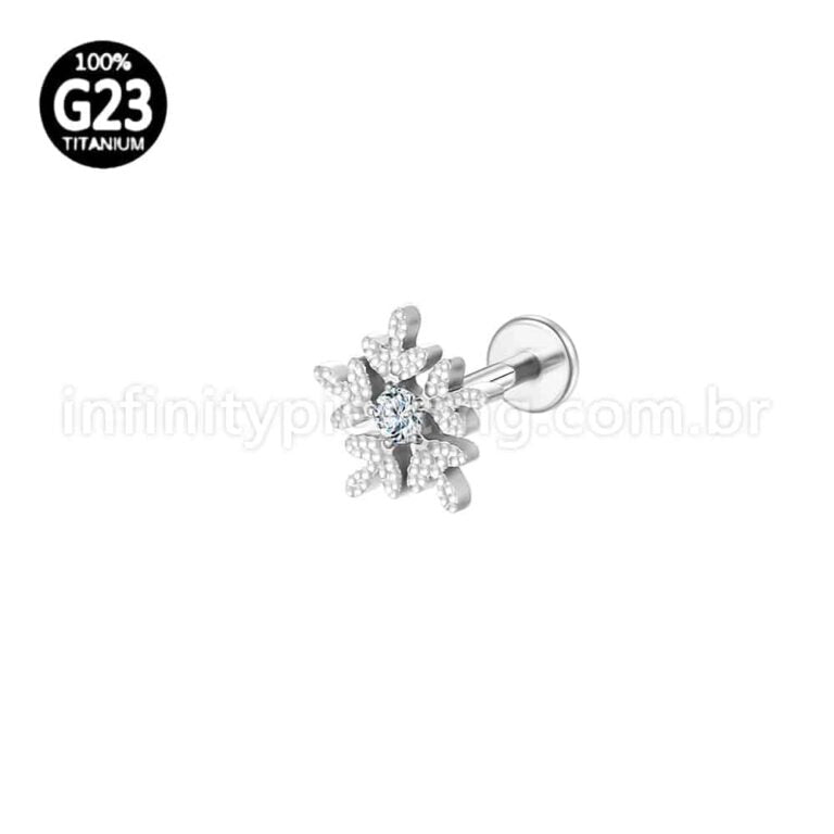 Piercing Labret Titânio Floco De Neve