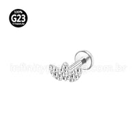 Piercing Labret Titânio Folhas Detalhadas