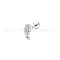 Piercing Labret Aço Cirúrgico Asa Zircônia Cravejada