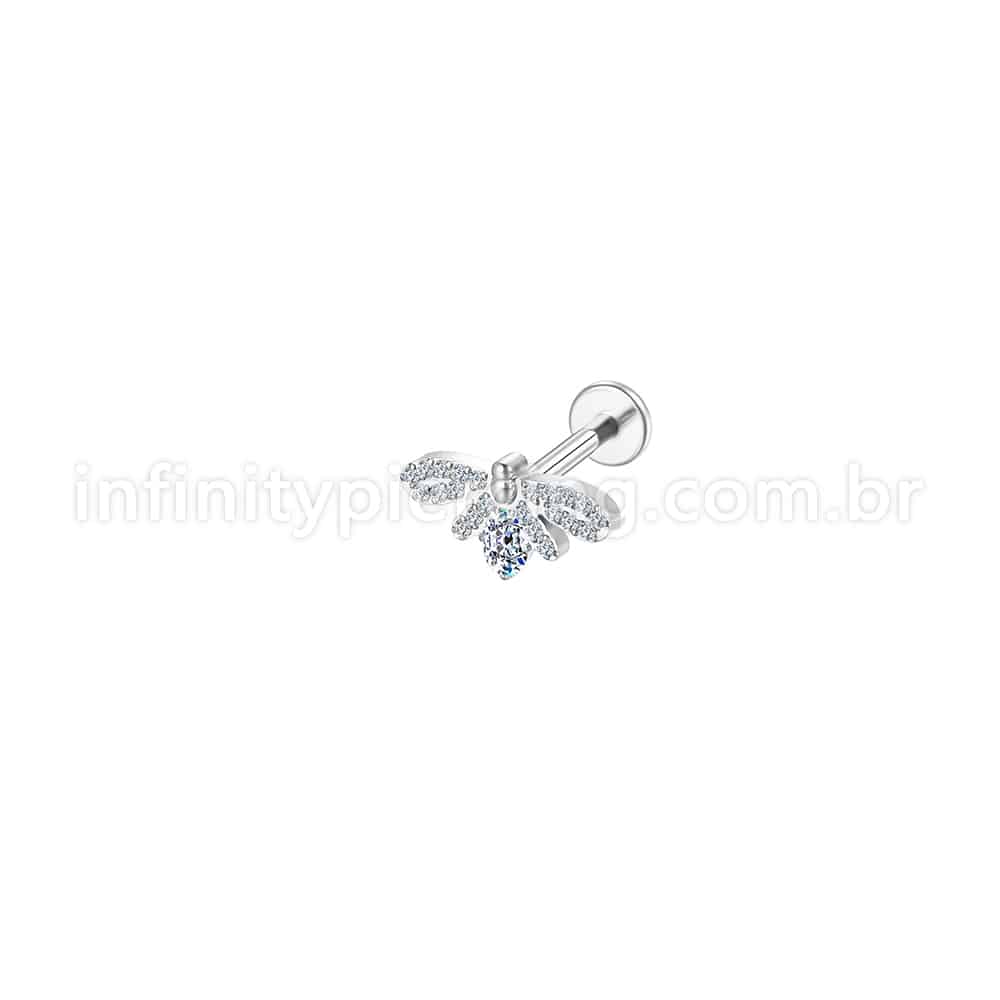 Piercing Labret Aço Cirúrgico Abelha Zircônia