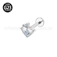Piercing Labret Titânio Coração Zircônia Cravejada