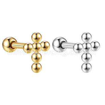 Piercing MiniBarbell Cruz Aço Cirúrgico