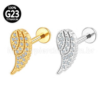 Piercing Labret Titânio Asa Zircônia Cravejada