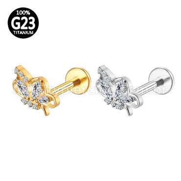 Piercing Labret Titânio Zircônia Cravejada
