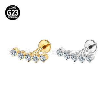 Piercing Labret Titânio 5 Zircônias