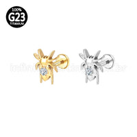 Piercing Labret Titânio Aranha Com Zircônia Cravejada