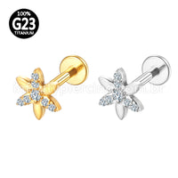 Piercing Labret Titânio Flor Zircônia