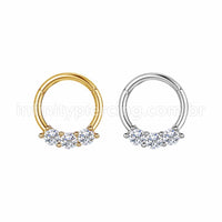 Piercing Argola Segmento Articulado Aço Cirurgico 3 Pedras
