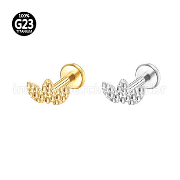 Piercing Labret Titânio Folhas Detalhadas