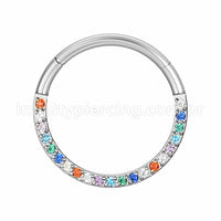 Piercing Argola Segmentada Aço Cirúrgico Zircônia Colorida Frontal