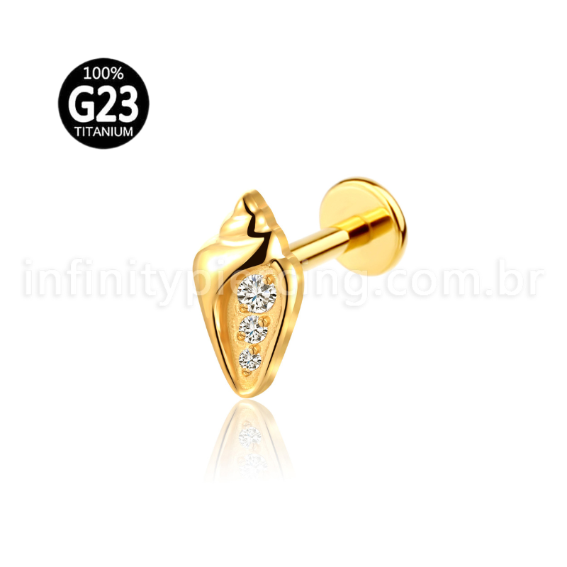 Piercing Labret Titânio Concha Caracol