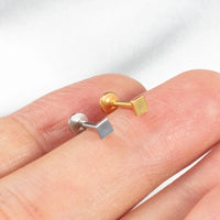 Piercing Labret Aço Cirúrgico Quadrado Rosca Interna