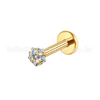 Piercing Labret Aço Cirúrgico Zircônia Flor