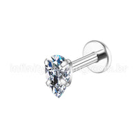 Piercing Labret Aço Cirúrgico Gota Zircônia