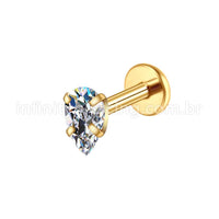 Piercing Labret Aço Cirúrgico Gota Zircônia