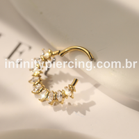 Piercing Argola  Aço Cirúrgico Segmento Articulado Zircônias Oval