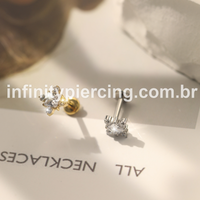 Piercing Labret Aço Cirúrgico 5 Zircônias