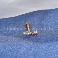 Piercing Labret Titânio Losango Com Pingente Zircônia