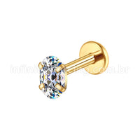 Piercing Labret Aço Cirúrgico Oval Zircônia