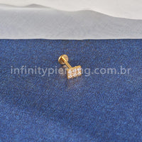 Piercing Labret Titânio Quadrado Zircônias Cravejadas
