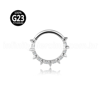 Piercing Argola Titânio Detalhe Zircônia e Spike