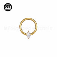 Piercing Argola Titânio Segmento Articulado Zircônia Oval Com Ponta