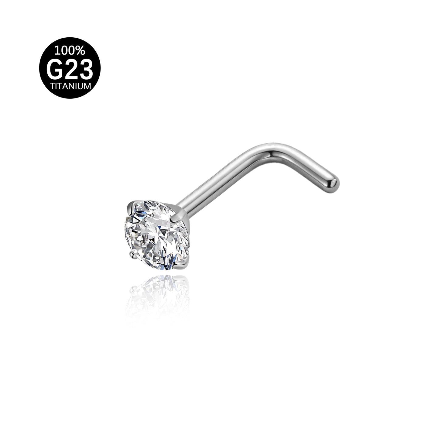Piercing Nostril Curvo Titânio Zircônia Redonda 10153