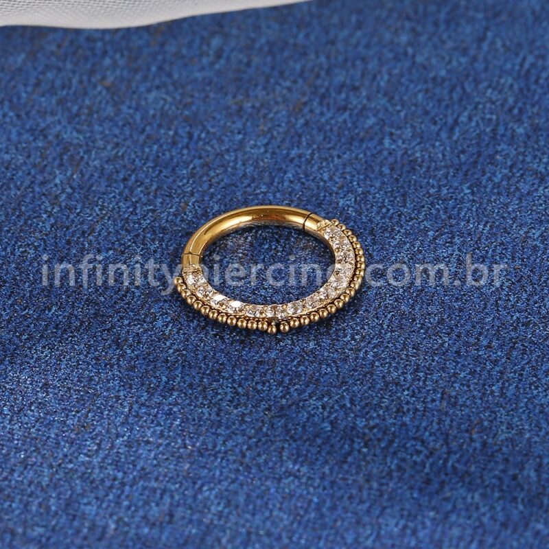 Piercing Argola Segmento Articulado Aço Cirúrgico Indiano Zircônia Lateral
