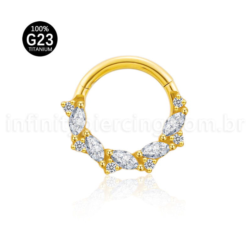 Piercing Argola Titânio Zircônia Cravejada Frontal