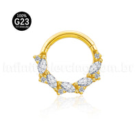 Piercing Argola Titânio Zircônia Cravejada Frontal