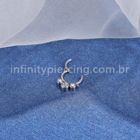 Piercing Argola Segmento Articulado Titânio Indiano Zircônia/Opala