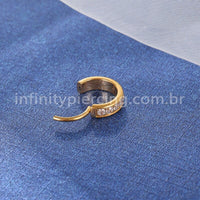 Piercing Argola Segmento Articulado Titânio Zircônia Cravejada