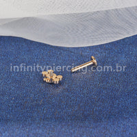 Piercing Labret Aço Cirúrgico Borboleta Zircônia Cravada