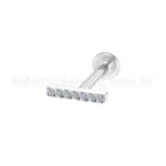 Piercing Labret Aço Cirúrgico Rosca Interna Barra Zircônia
