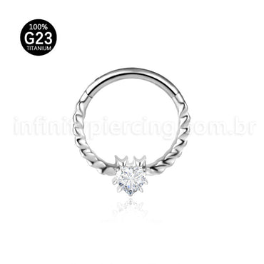 Piercing Argola Titânio Detalhada Com Zircônia Cravejada
