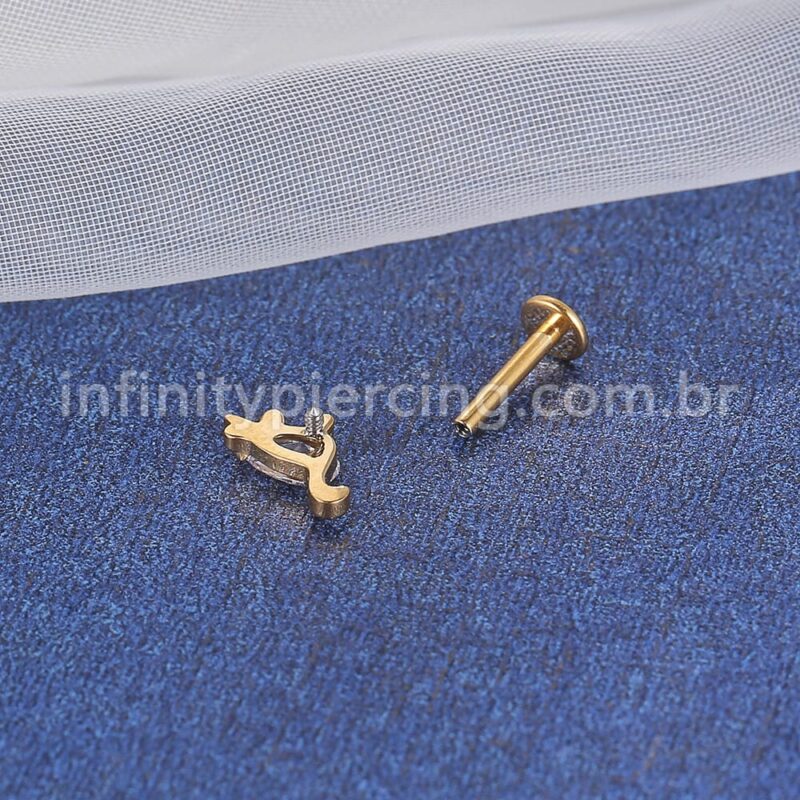 Piercing Labret Aço Cirúrgico Dinossauro