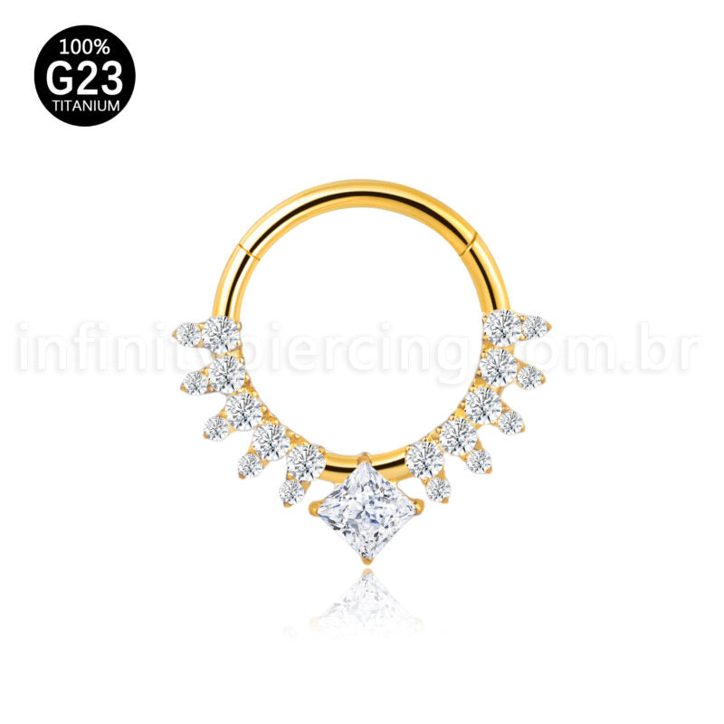 Piercing Argola Titânio Zircônia Cravejada Frontal