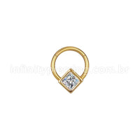 Piercing Argola Aço Cirúrgico Segmento Articulado Zircônia Quadrada