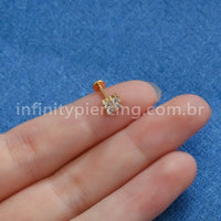 Piercing Labret Aço Cirúrgico Zircônia Cravejada Quadrada