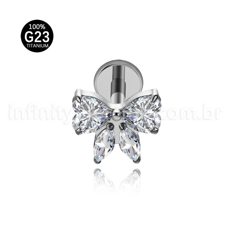 Piercing Labret Titânio Laço Zircônia Cravejada