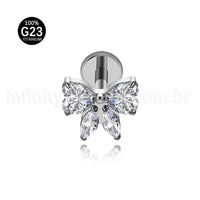 Piercing Labret Titânio Laço Zircônia Cravejada